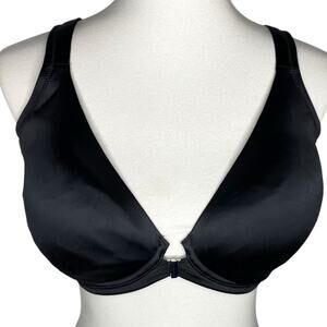Delimira Bra Black Front Closure Racerback Full Coverage Plunge Size 36E NWT